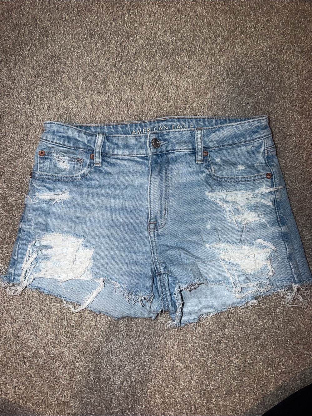 American Eagle Outfitters Light Wash Distressed Denim Cutoff Shorts